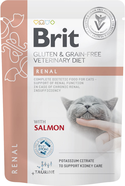 בריט תזונה וטרינרית לחתולים פאוצ רנאל 85 גרם Brit Veterinary Diet